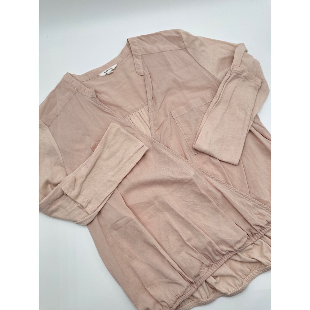 Splendid Womens M Blush Pink Wrap Top Long Sleeve Balletcore Surplice Ruched